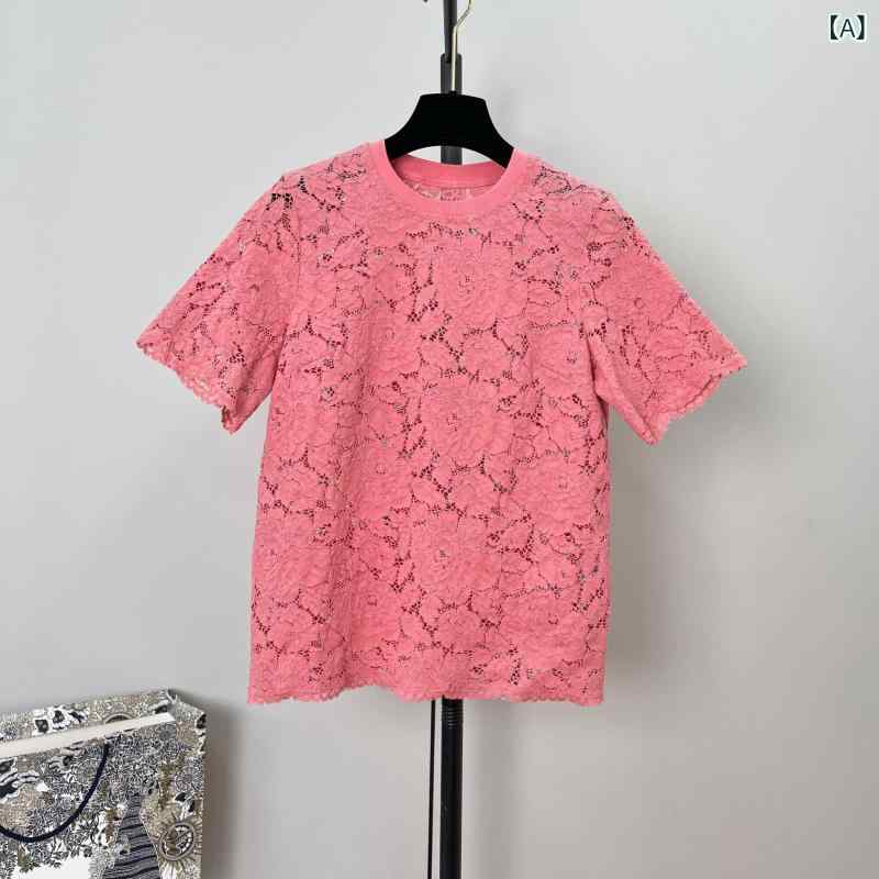 ブラウス レディース 半袖 水溶性 刺繍 レース トップス 通勤用 普段使い デート服 フェミニン エレガント クラシカル 宮廷風 レトロ 清楚 お呼ばれ きれいめ 高級感 コットン 伸縮性 通気性 透け感 体型カバー ゆったり 二の腕カバー 着痩せ 細|暮らしのお手伝い