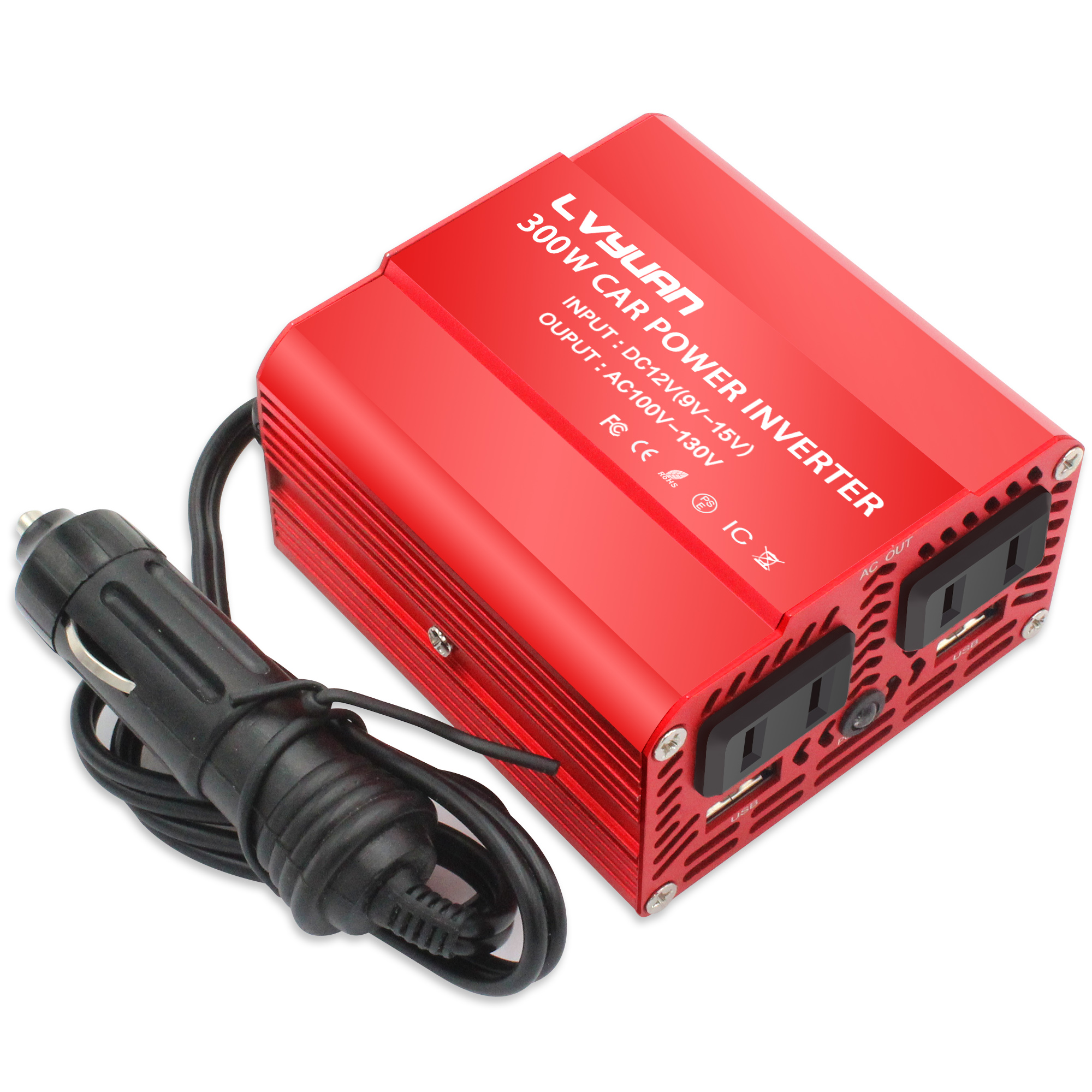 インバーター 12v 300w Usb 修正波 Dc12vをac100vに変換 ポート 小型軽量 シガーソケット