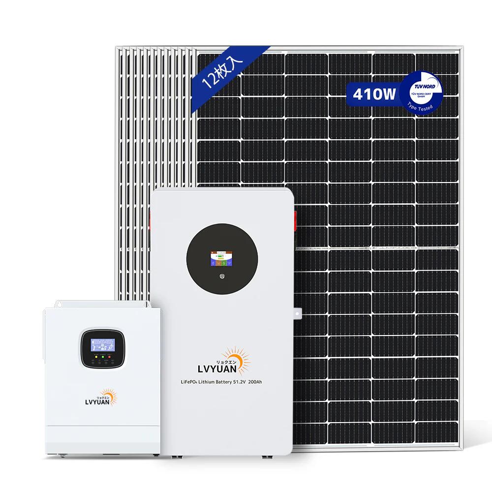 【クーポン適用で407,998円～】 LVYUAN(リョクエン) 5000W単相2線式ハイブリッド発電・蓄電システム 家庭用蓄電池 +5000Wハイブリッドインバーター 単相2線+ソーラーパネル12枚 【エネルギー10.24kWh蓄電量/19.68kWh発電量ハイブリッド蓄電システム】
