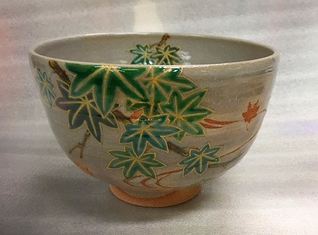 茶道具　抹茶茶碗 乾山　青楓流水 三代目　山川　巌　巌窯作-2