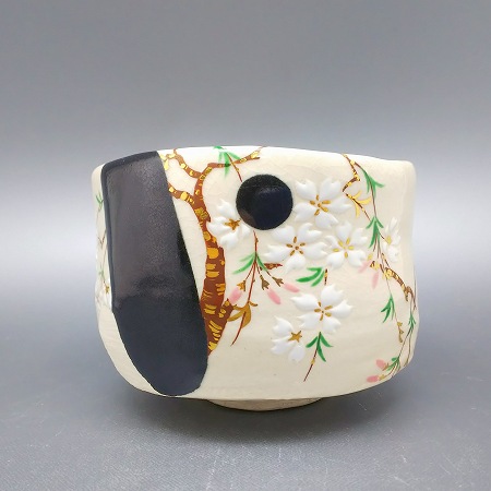 茶道具 抹茶茶碗枝垂れ しだれ 退紅色イラストレーション京都 山本阿吽作 Brucetires Ca