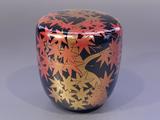 【 茶道具・棗 】中棗　紅葉蒔絵　内銀地加賀の蒔絵師　角出俊平作｜佐藤大観堂