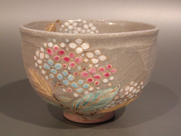 抹茶碗　水無月窯　藤谷芳哉造　茶道具 抹茶碗 水無月窯 藤谷芳哉造 茶道具 茶道具 抹茶茶碗 色絵 扇面