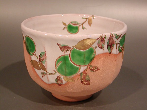 茶道具 抹茶茶碗色絵 青梅京焼 伝統工芸士 三代 中村秋峰作|佐藤大観堂