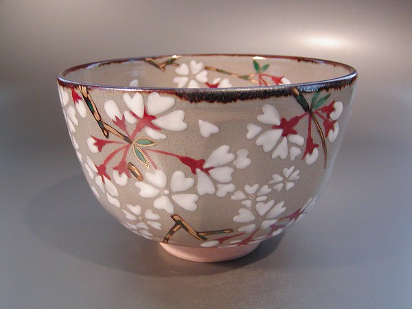 茶道具　抹茶茶碗乾山写　桜-N（TK3）、京都　鈴木一点作、桐共箱　新品。｜佐藤大観堂