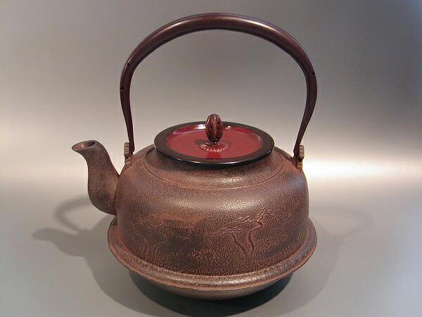 茶器・茶道具 鉄瓶真形（しんなり） 浜辺の松図手塚 圭成作