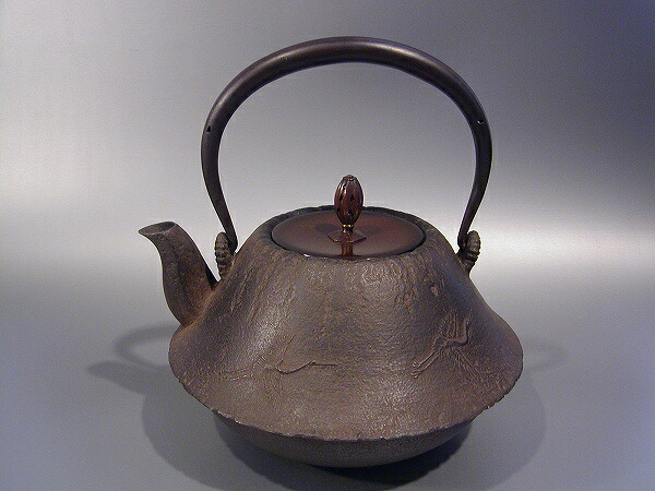 茶器・茶道具 鉄瓶富士形 飛鶴の図手塚 圭成作