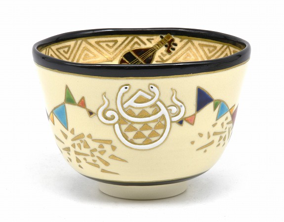 茶道具・茶器 抹茶茶碗、干支「巳」、鱗紋（うろこもん） 巳、京焼 杉田 眞龍 清閑寺窯作、桐共箱 新品。