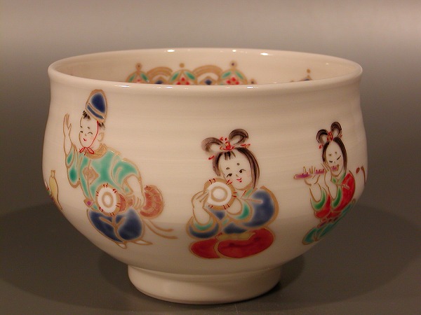 楽天市場】色絵 立雛絵茶碗𠮷峯窯6代 浅見与し三 : 京都 茶道具