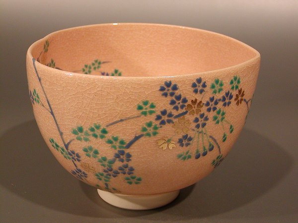 楽天市場】（四月☆特売品）平安 橋本紫雲作 色絵 花筏文 茶碗 : ます