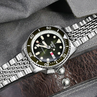 22mm メタル時計バンド ステンレススチール Goma Bor ブレスレット ツートン Vクラスプ For セイコー 5スポーツ Sbsa001 Sbsa003 Sbsa005他 Butlerchimneys Com