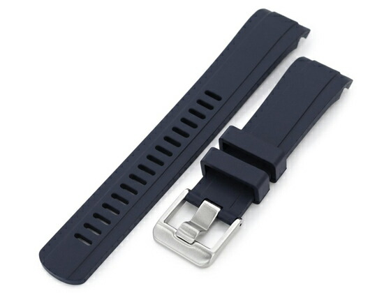 22mm Crafter Blue CB10 時計ベルト NBRラバー ダークブルー カーブドエンド for セイコー 5スポーツ SBSA001, SBSA003, SBSA005他