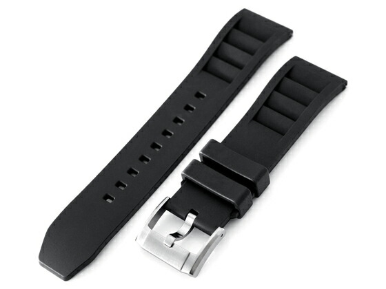 楽天市場】22mm MiLTAT 時計ベルト FKMラバー ブラック ワッフル