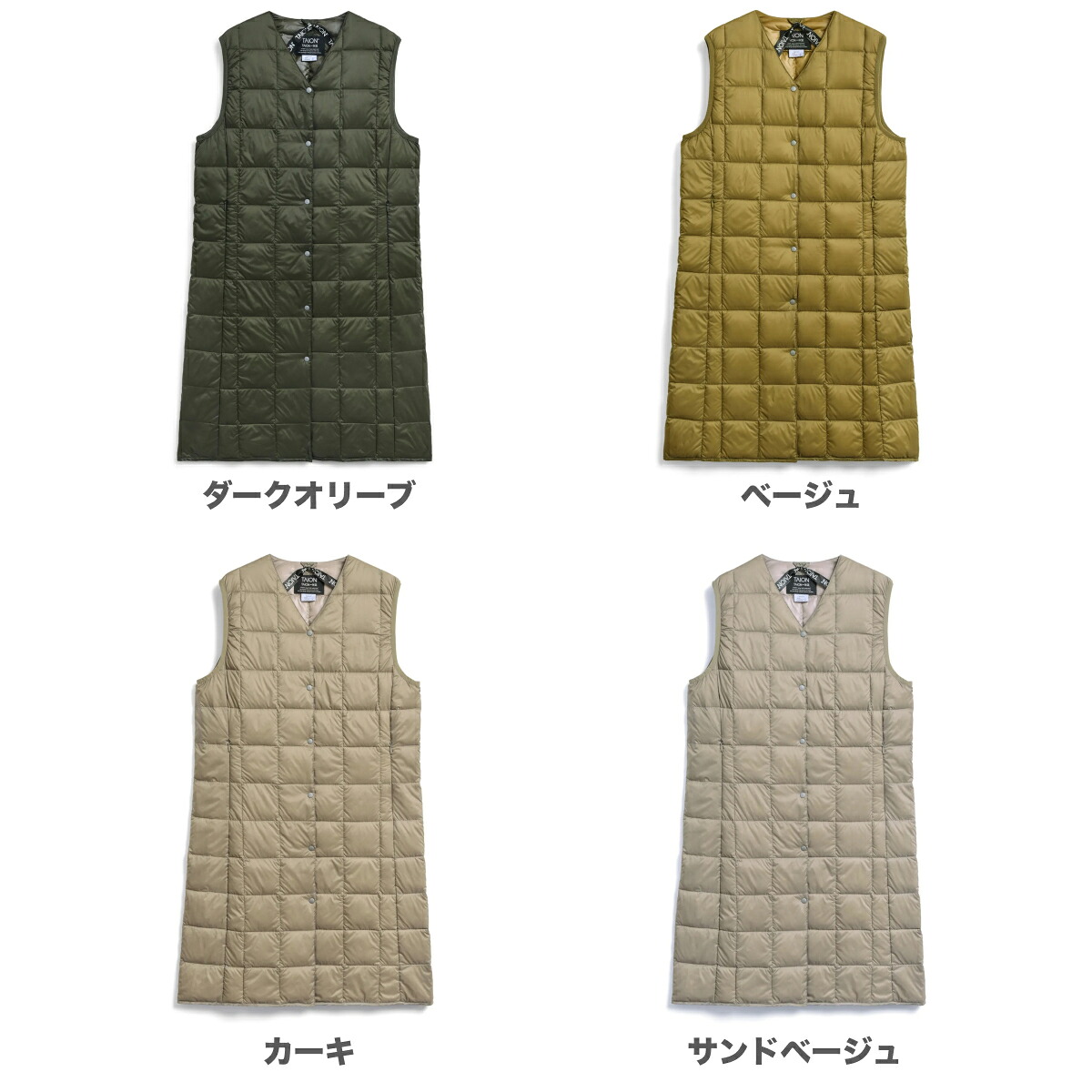 公式】TAION（タイオン）ベーシック Vネック ロングダウンベスト 