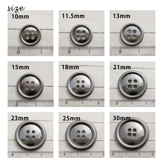 定番 4穴 メタル調 ボタン メッキ 5色展開 11.5mm×8個セット 金属調 最大52％オフ！ 10mm