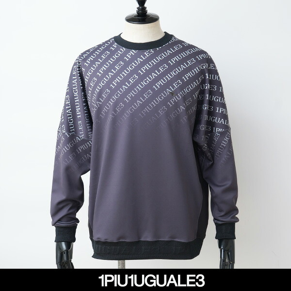 1PIU1UGUALE3(ウノピゥウノウグァーレトレ) 113 SPORT PREMIUM BOOST JERSEY LOOSE FIT CREW GRADATION トレーナー ブラック系 ZY030 MB02