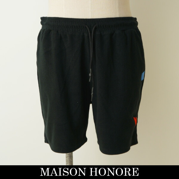 MAISON HONORE（メゾンオノレ）ショートパンツハーフパンツブラックPlhfpt Pile Half Pante