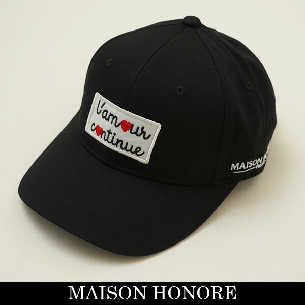 MAISON HONORE(メゾンオノレ） キャップ ブラック Baseball Cap Daniel Wappen