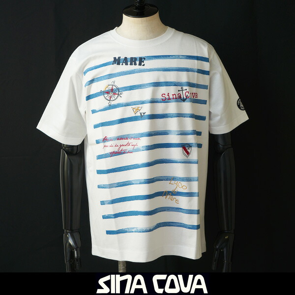 SINA COVA(シナコバ)半袖ティーシャツ白いこと系25110650 100 Tシャツ・カットソー-トップス-メンズファッション