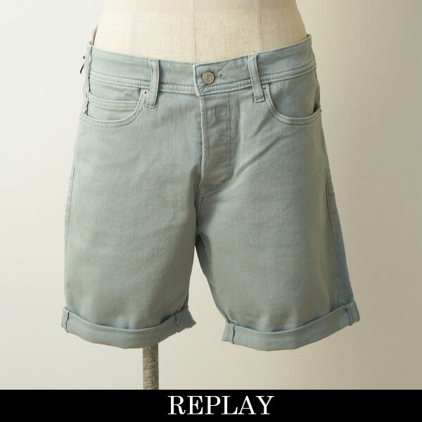 REPLAY(リプレイ)ストレッチ素材ショートパンツサックス系MA981Y 000 8488780|インポートshop TAISEIDO
