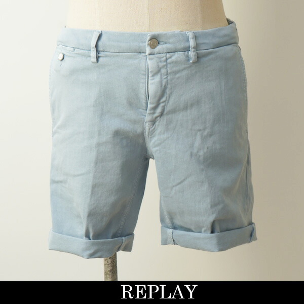 REPLAY(リプレイ) ストレッチ素材ショートパンツ サックス系 M9782E 000 8366197