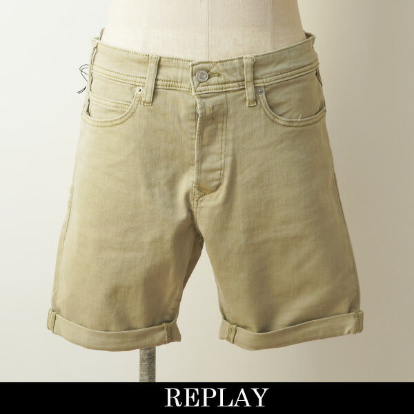 REPLAY(リプレイ)ストレッチ素材ショートパンツモスグリーン系MA981Y 000 8488780