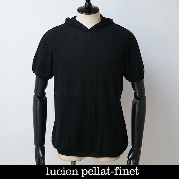 Lucien Pellat-finet(ルシアンペラフィネ) フード付き半袖セーター ブラック 213 16471