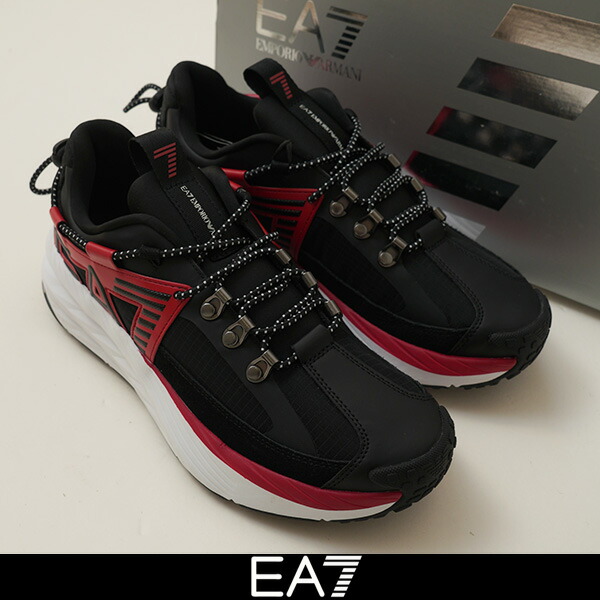 EMPORIO ARMANI（エンポリオアルマーニ）スニーカー黒いこと×赤いこと7X000352 AF18833