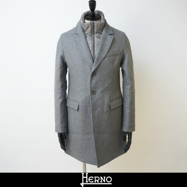 HERNO(ヘルノ) ウールメルトン 中綿 チェスターコート グレー PI001019U-12414Z 81,950円