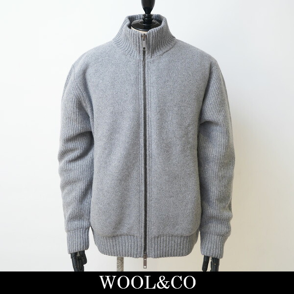 WOOL&CO(ウールアンドコー) ジップアップニットブルゾン グレー WO110130 37,700円