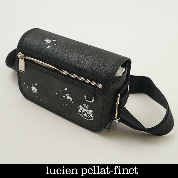 Lucien Pellat-finet(ルシアンペラフィネ） スモールクロスボディバッグ クレスト ブラック系 323 59251