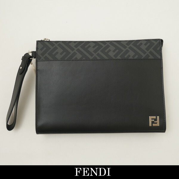 FENDI(フェンディ)FF真四角 クラッチバッグブラック7VA491 AJF0 F0GXN