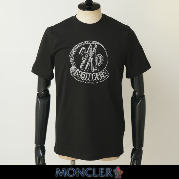MONCLER(モンク線路)半袖プルオーバー黒いことL1 091 8C00035 89AUG