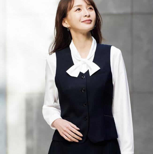【お買い物マラソン最大P5倍＆200円OFFクーポン】アンジョア ベスト 11410 制服 ユニフォーム 事務員 受付 通勤 オフィス 仕事服 大きいサイズ 接客 カウンターレディ 女性用 フォーマル enjoie アンジョア