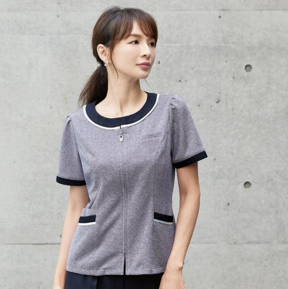 【お買い物マラソン最大P5倍＆200円OFFクーポン】アンジョア オーバーブラウス 26750 制服 ユニフォーム 事務員 受付 通勤 オフィス 仕事服 大きいサイズ 接客 カウンターレディ 女性用 フォーマル enjoie アンジョア
