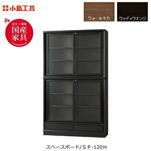 小島工芸 スペースボード本棚 選べる扉タイプ ハイタイプ SP-120H 全2色 書棚 飛散防止ガラス