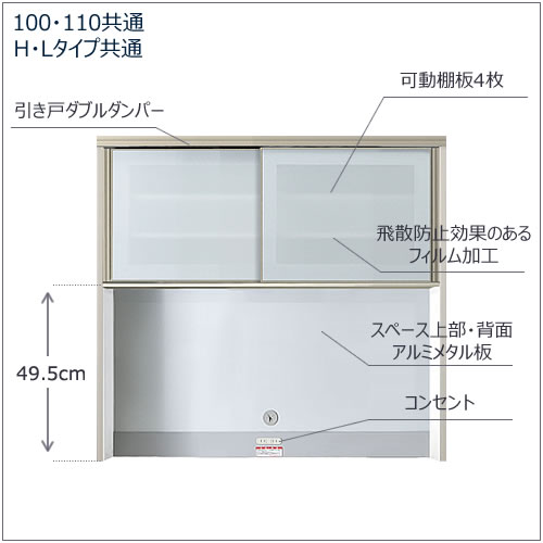 キッチンボード フォース Ll 上台 ハイタイプ 110h オープン ユニット食器棚 組み合わせ キッチン収納 片付け 収納上手 高橋木工所 Loisirs Motoculture Fr