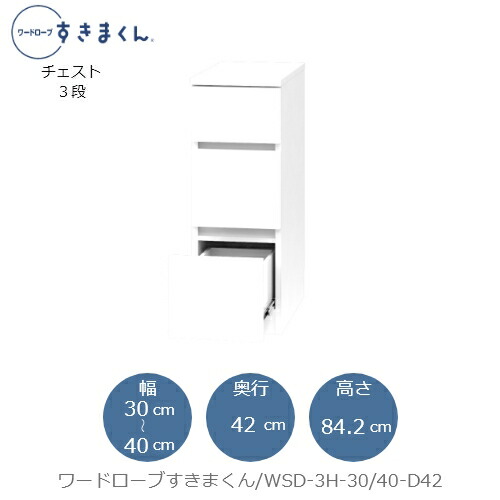 【SS中 P10倍客体品】単語衣裳すきまくん WSD 3H-30/40-D42 御召しもの納める 大きさ購入注文 洋服箪笥 フジイ