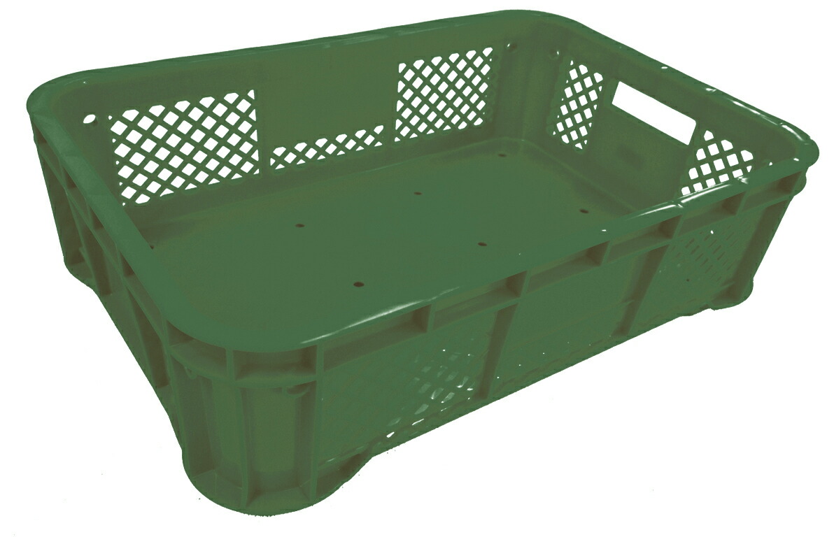 楽天市場】(5個セット) AZ野菜コンテナ 平底 緑色 620×462×H196mm 採集