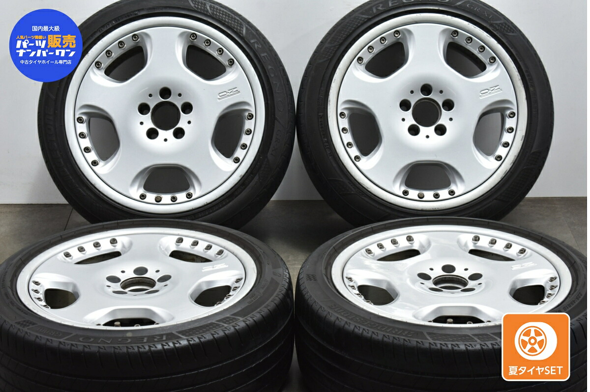 中古 OZレーシング タイヤホイールセット 4本セット 18インチ 8J +35 PCD 112 225/45R18 91W【 ブリヂストン 製 タイヤ付き】
