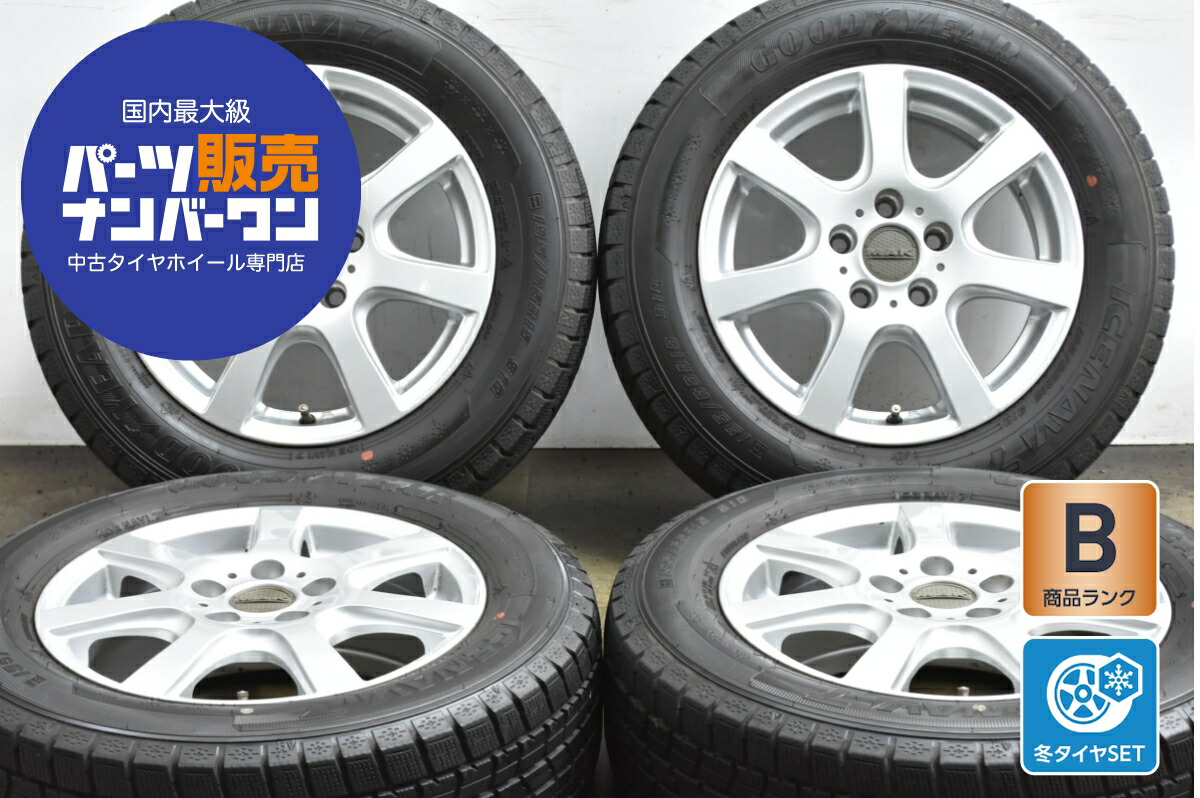 中古 MAK スタッドレスタイヤホイールセット 4本セット 15インチ 6.0J×15+46 PCD 108 195/65R15 91Q【 グッドイヤー 製 スタッドレスタイヤ付き】