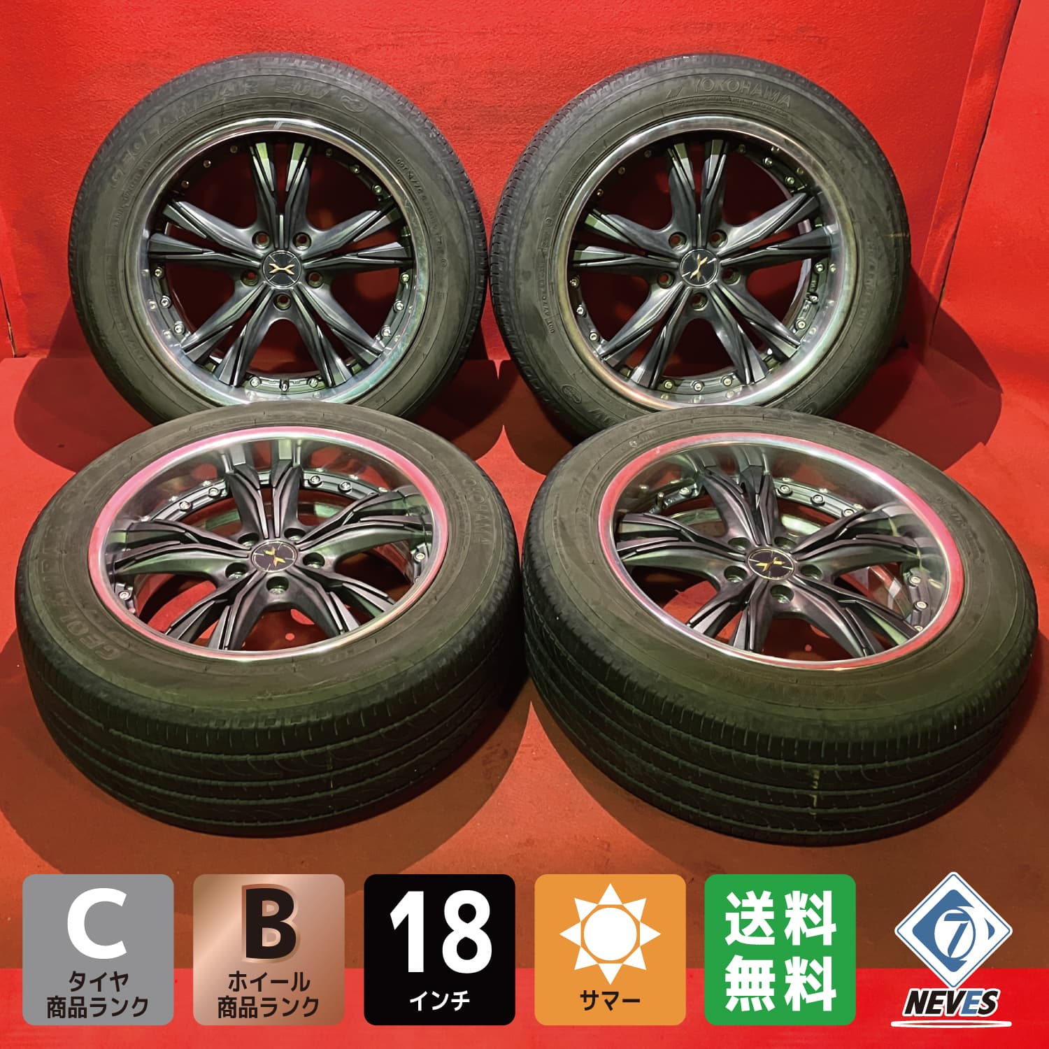 中古サマータイヤ&ホイールセット 社外 マーベリック605S【235/55R18 18x8.0+28 114.3/5H 】4本セット【68230016】