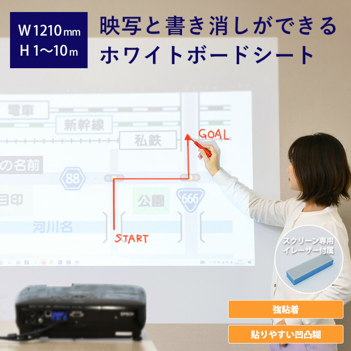 出張りと書き消しができるホワイトボードシート
