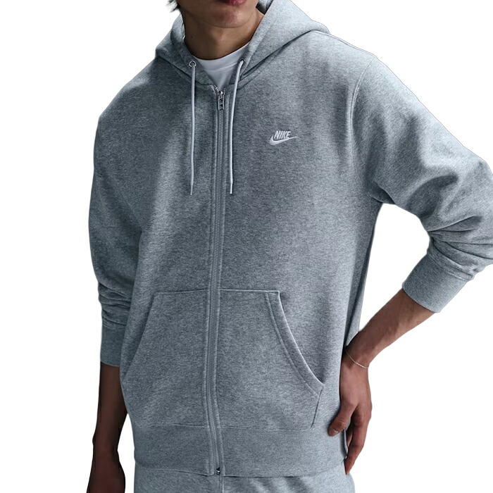 NIKE ナイキ フーディー クラブ フルジップ フリース パーカー メンズ グレー 起毛 FN3862-063