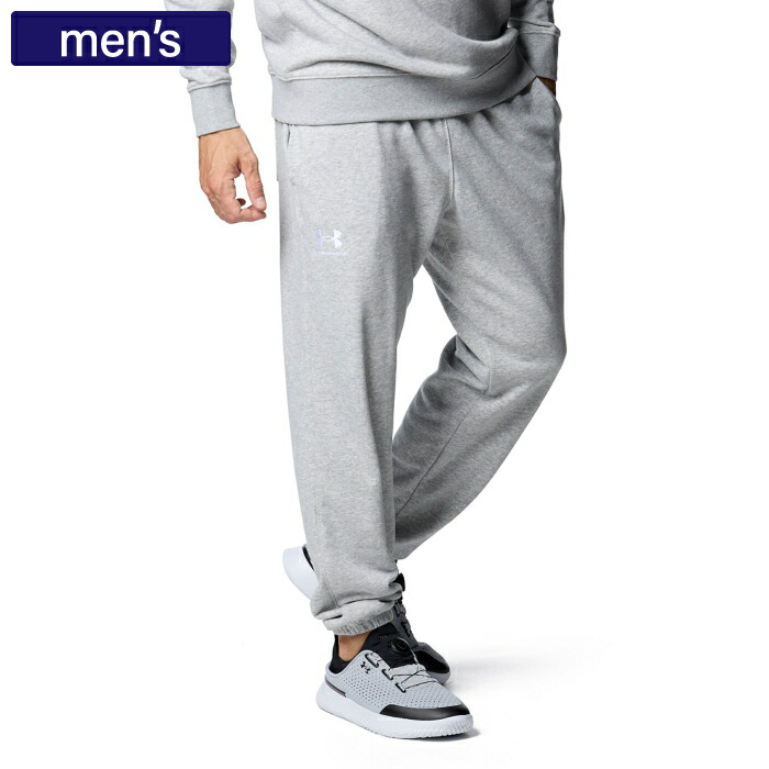 UNDER ARMOUR アンダーアーマー ボトムス UAエッセンシャルテリー ジョガーパンツ トレーニング MEN コットン ポリエステル 012 Mod Gray 1384822