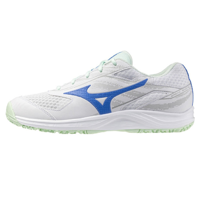 Mizuno ミズノ テニスシューズ ブレイクショット5 WIDE OC ユニセックス 3E相当 クレー・砂入り人工芝コート ホワイト/ミント/ブルー 61GB254143