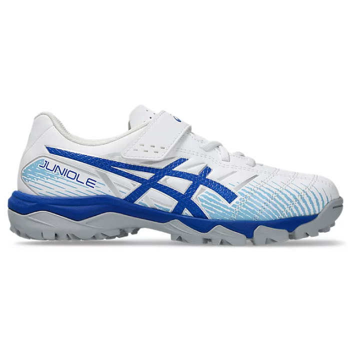 asics アシックス サッカー トレーニングシューズ JUNIOLE 7 TF アウトドア 屋外 人工芝 ホワイト ブルー ジュニア キッズ 子供 1104A056