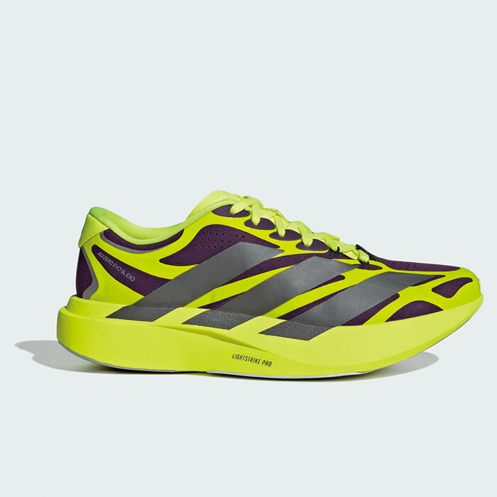 adidas アディダス ランニングシューズ アディゼロ EVO SL EXO シューズ メンズ レギュラーフィット Aurora Plum / Iron Metallic / Solar Yellow KI4772