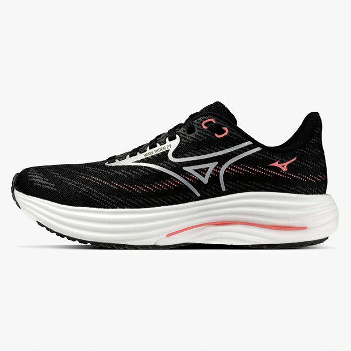 Mizuno ミズノ ランニングシューズ ウエーブライダー29 SW レディース 4E相当 ブラック×シルバー×ピンク J1GD250675|太陽スポーツ Trip店