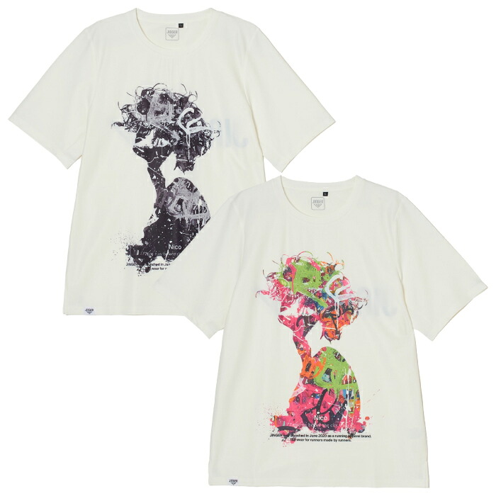 JINGER ジンガー ユニセックス ランニングTシャツ グラフィックＴ 半袖 ホワイト J-1051